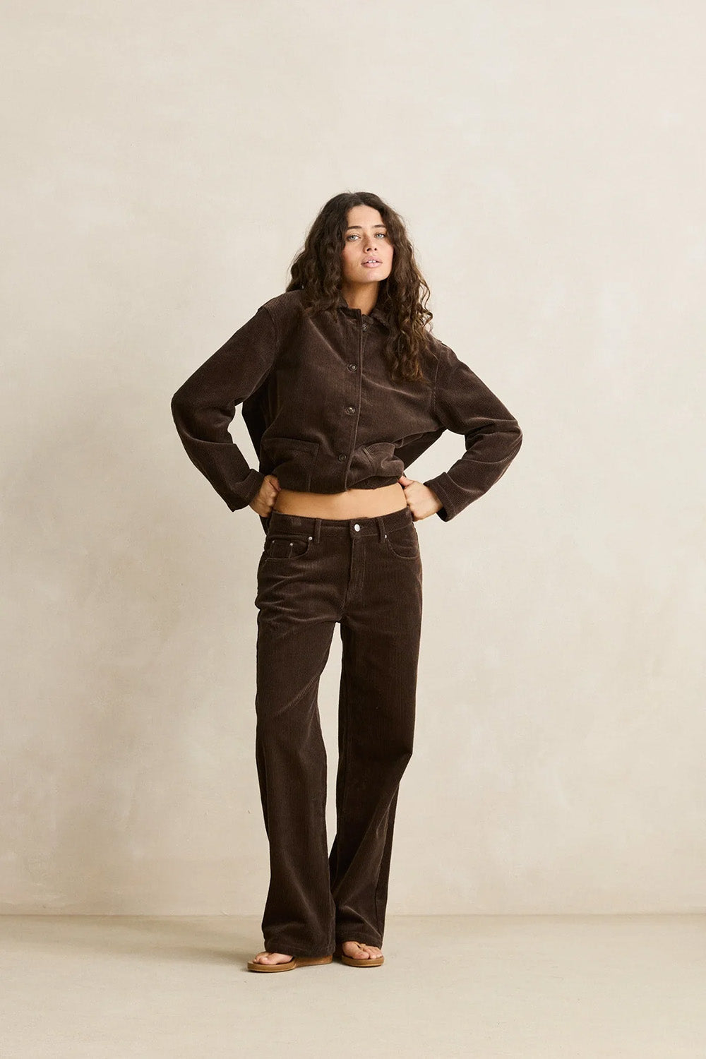 rhythm luca cord pant chocolate front