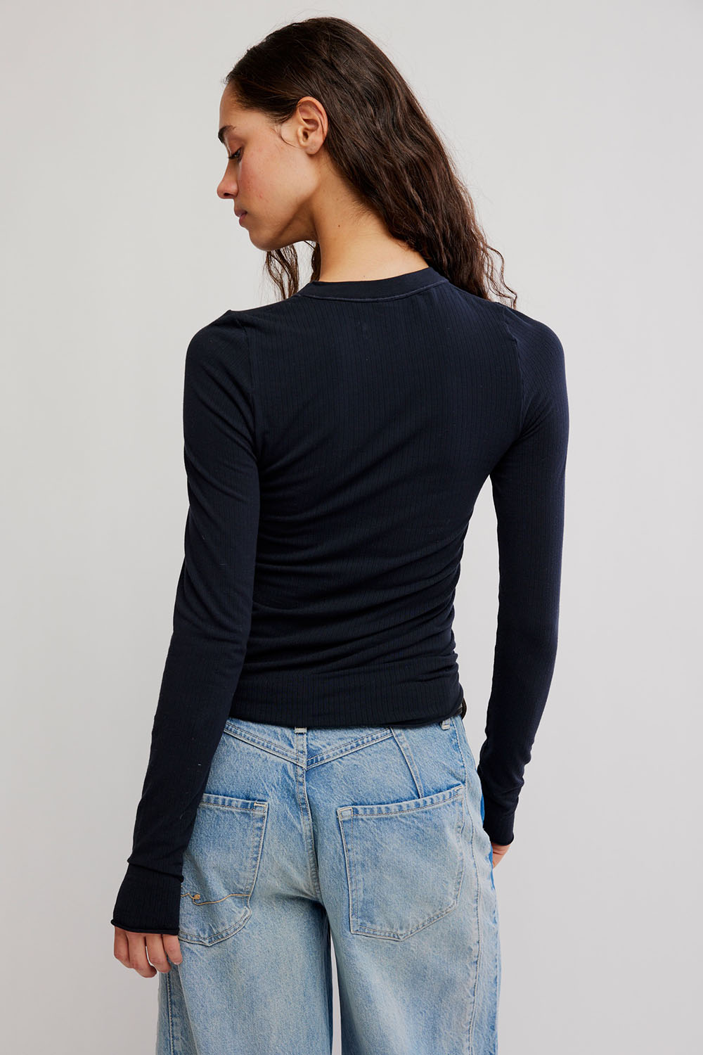 Free People - So Soft Seamless Long Sleeve - Black - Back