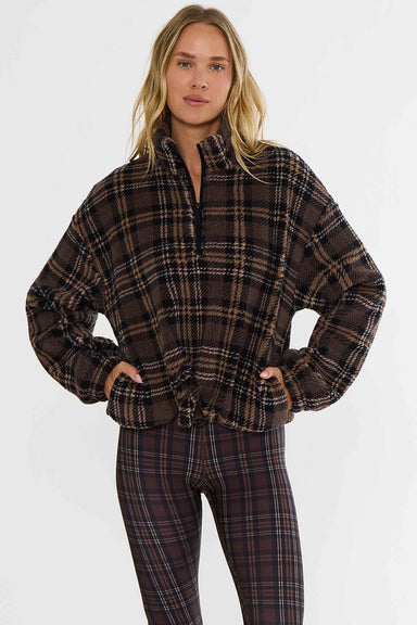 Beach Riot - Leona Plaid Sherpa - Chocolate Bar - Front