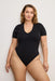 Good American - Stretch Deep V Bodysuit - Black - Size 16 - Front