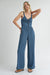 Sadie & Sage - Archives Button Front Jumpsuit - Dark Chambray - Front