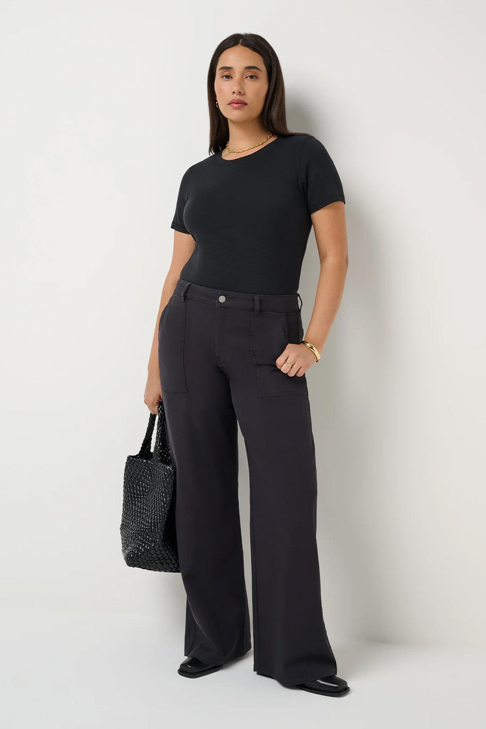 Travis Mathew Everyday Patch Pocket Twill Pant in Black — Full-body view