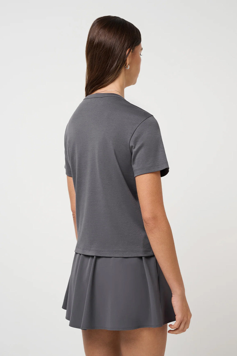 Travis Mathew Relaxed Boxy Tee in Blackened Pearl — Back view