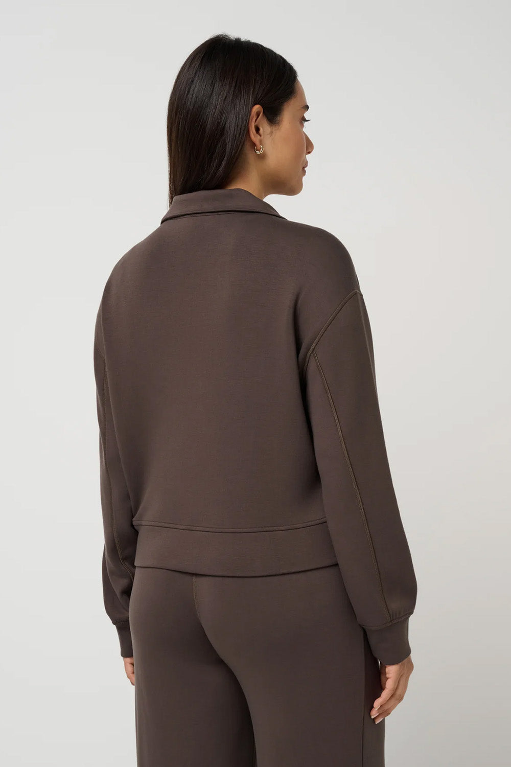 Travis Mathew Skyloft Soft 1/2 Zip 2.0 in Turkish Coffee — Back view