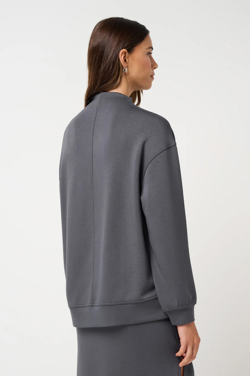 Travis Mathew Skyloft Soft Funnel Neck in Blackened Pearl — Back view