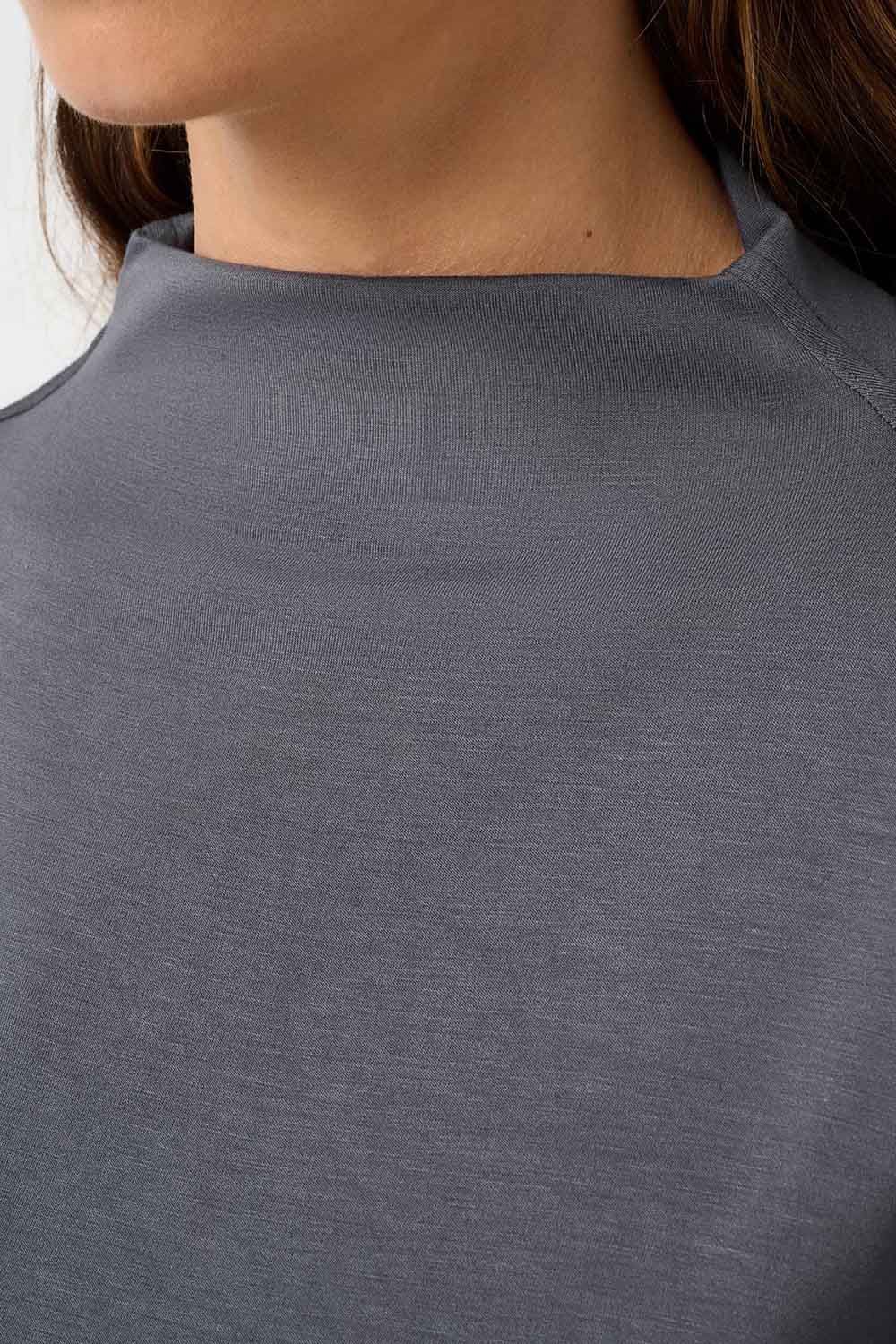 Travis Mathew Skyloft Soft Funnel Neck in Blackened Pearl — Collar detail view