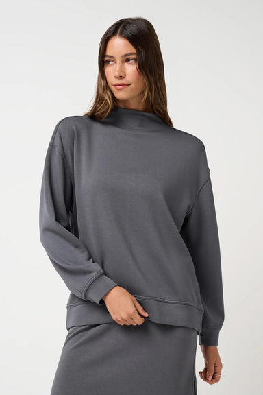 Travis Mathew Skyloft Soft Funnel Neck in Blackened Pearl — Front view
