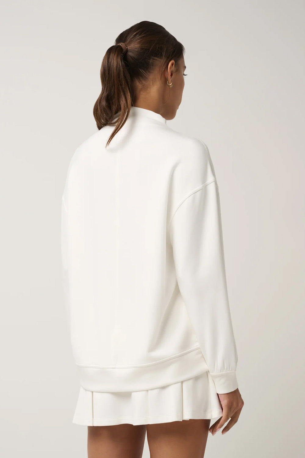 Travis Mathew Skyloft Soft Funnel Neck in Snow White — Back view