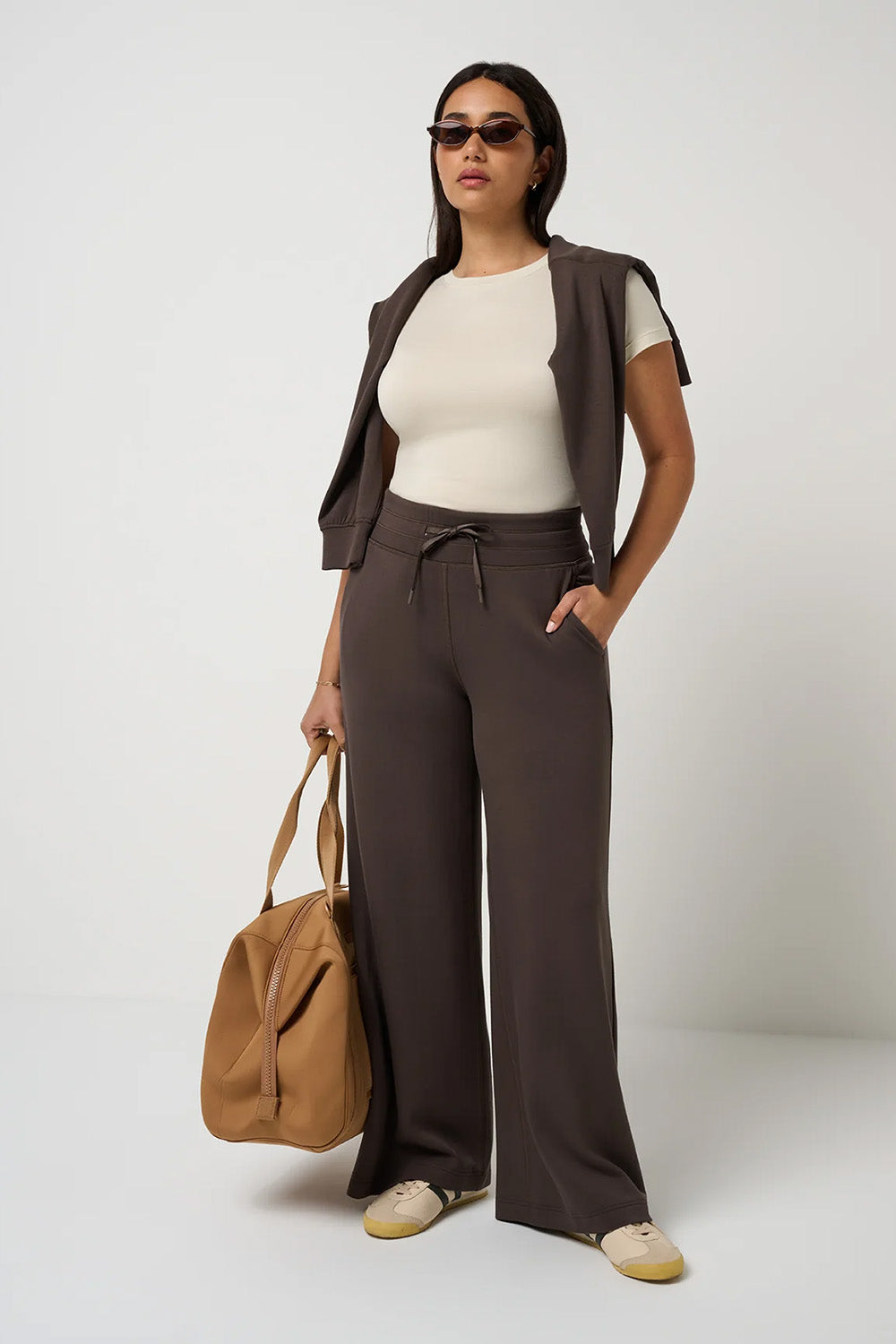 Travis Mathew Skyloft Soft Wide Leg in Turkish Coffee — Full-body view