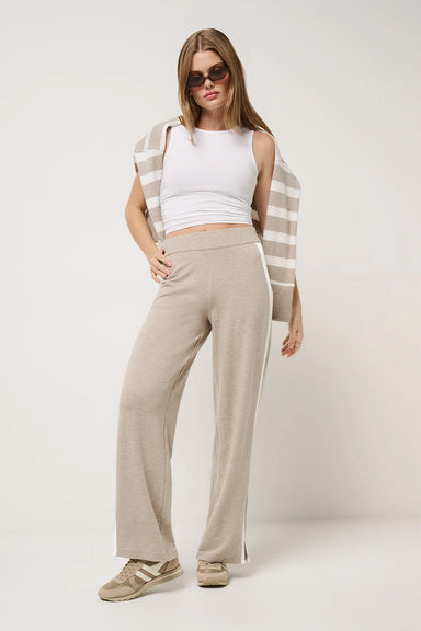 travis mathew cloud terry varsity pant heather soft taupe multi