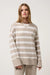 travis mathew cloud terry varsity pullover heather soft taupe multi front