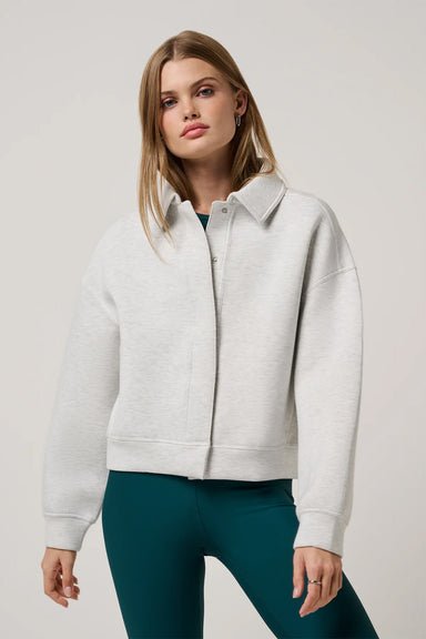 travis mathew cloudscape button down heather light grey closed