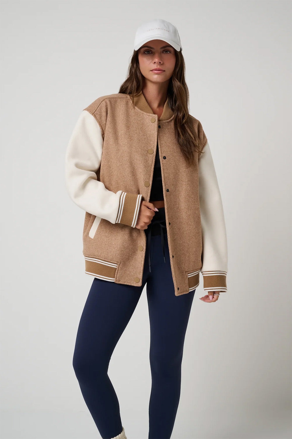 travis mathew clubside varsity bomber heather chestnut multi 
