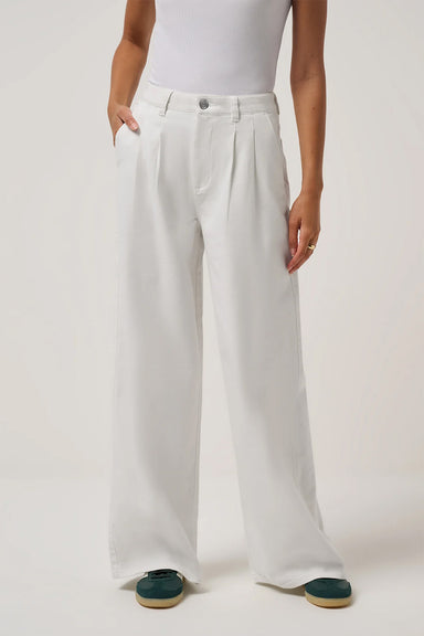 travis mathew everyday wide leg pant white front