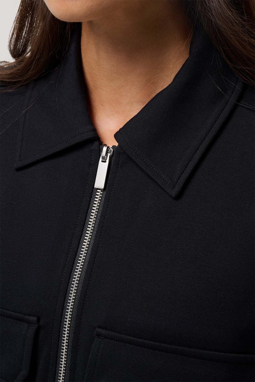 travis mathew friday doubleknit utility jacket black detail