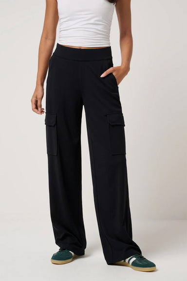 travis mathew friday doubleknit utility wide leg black front