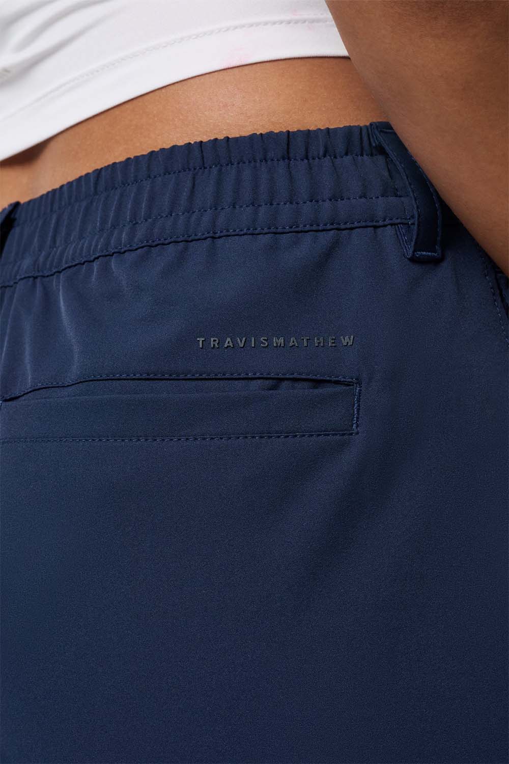 travis mathew opening shot trouser navy blazer back detail
