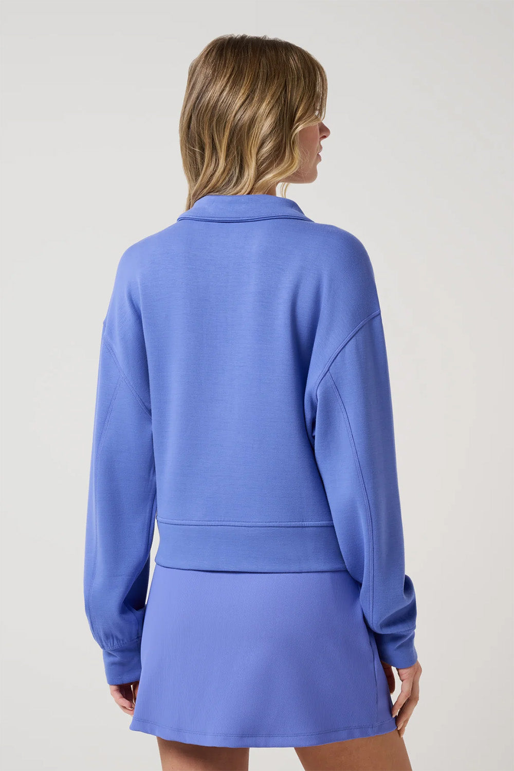 travis mathew skyloft soft 1/2 zip 2.0 baja blue back
