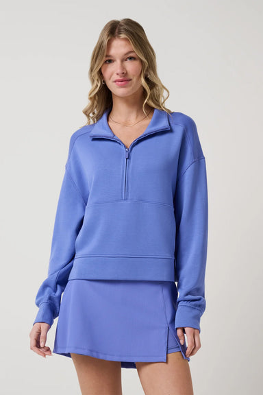 travis mathew skyloft soft 1/2 zip 2.0 baja blue front