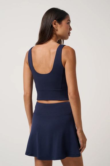 travis mathew skyloft soft longline tank navy blazer back
