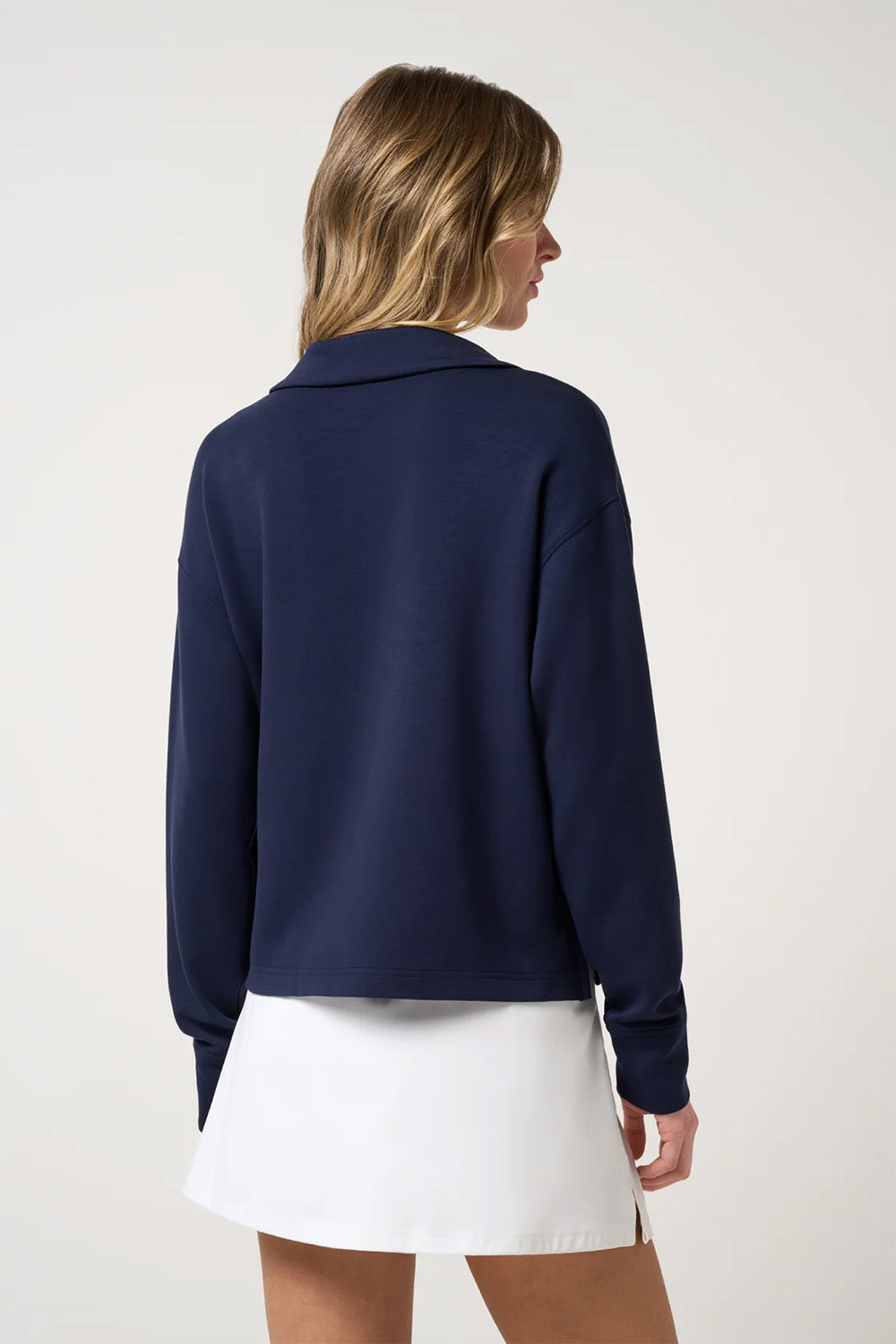 travis mathew skyloft soft vneck pullover navy blazer back