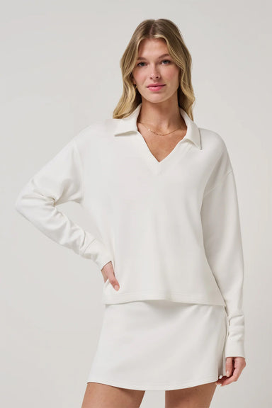 travis mathew skyloft soft vneck pullover snow white profile
