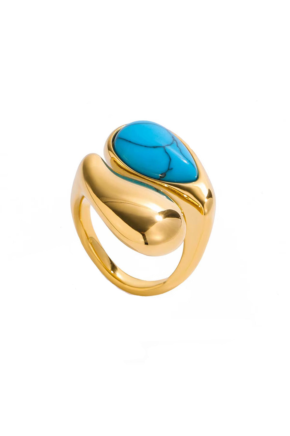 Stone Crossed Ring 18K Blue