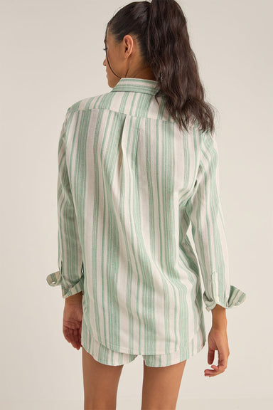 Rhythm - Dinero Stripe Beach Shirt - Green - Back