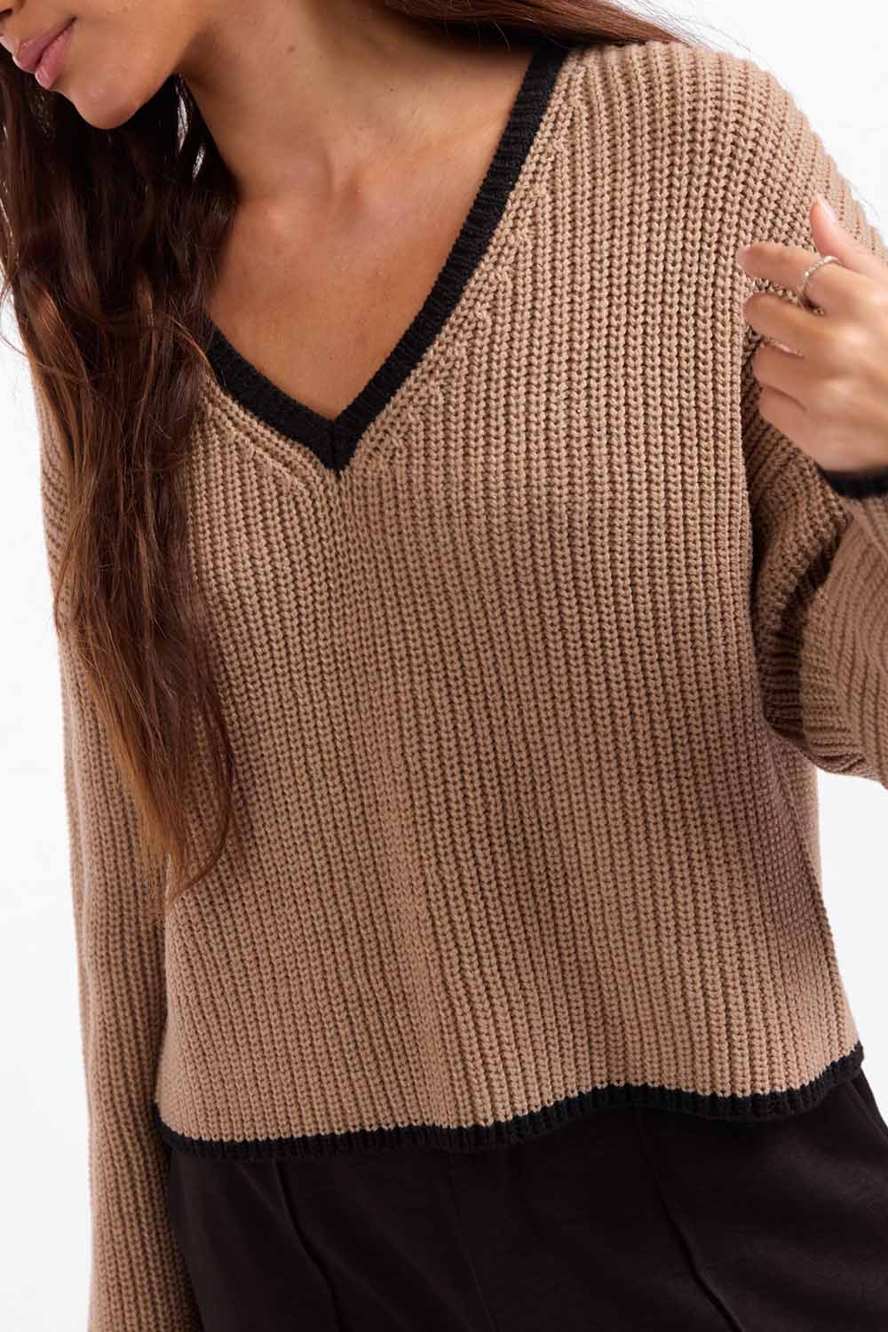 Sage the Label - Crisp Morning Sweater - Taupe Black - Detail