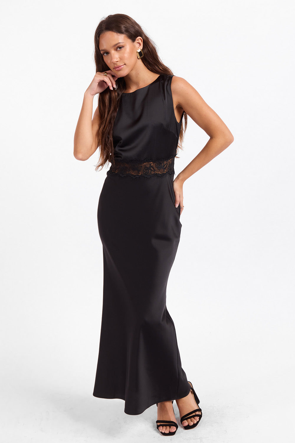 Sage the Label - Delaney Maxi Dress - Black - Front Angle