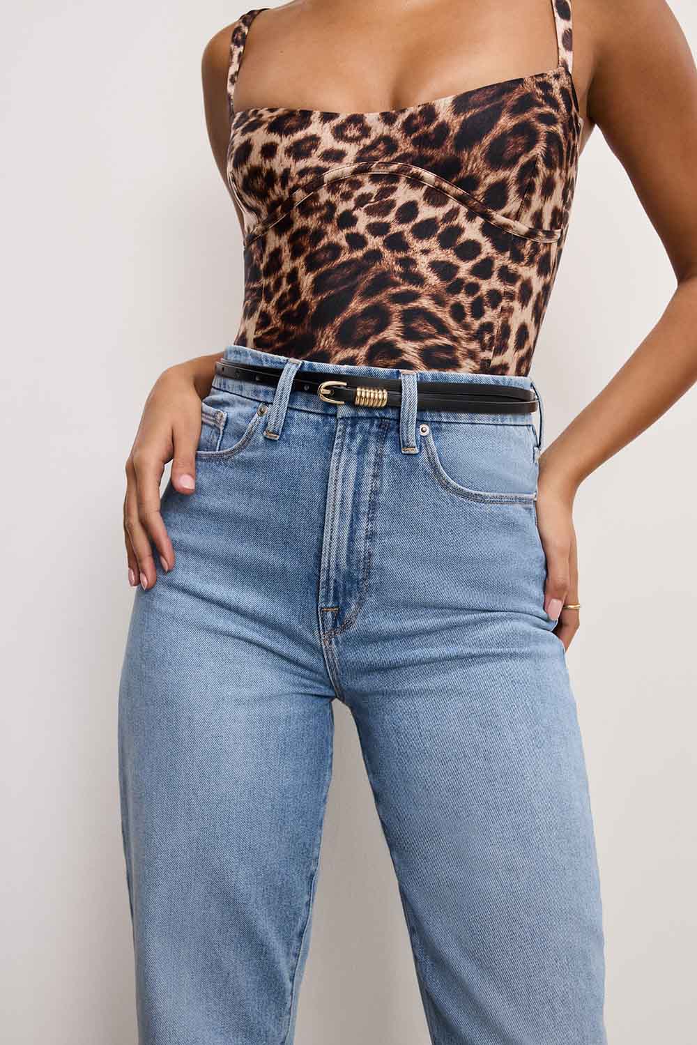 Good American - Good Boy Crop - Indigo - Front Detail