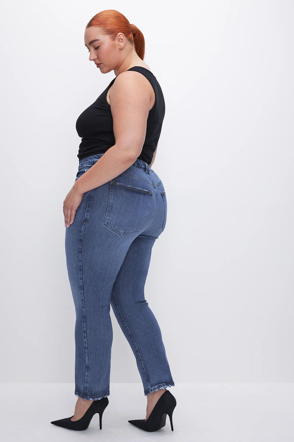 Good American - Good Legs Straight Jean - Indigo - Side