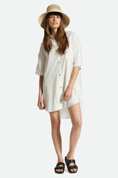 Brixton - Condesa Linen Shirt Dress - Off White - Front