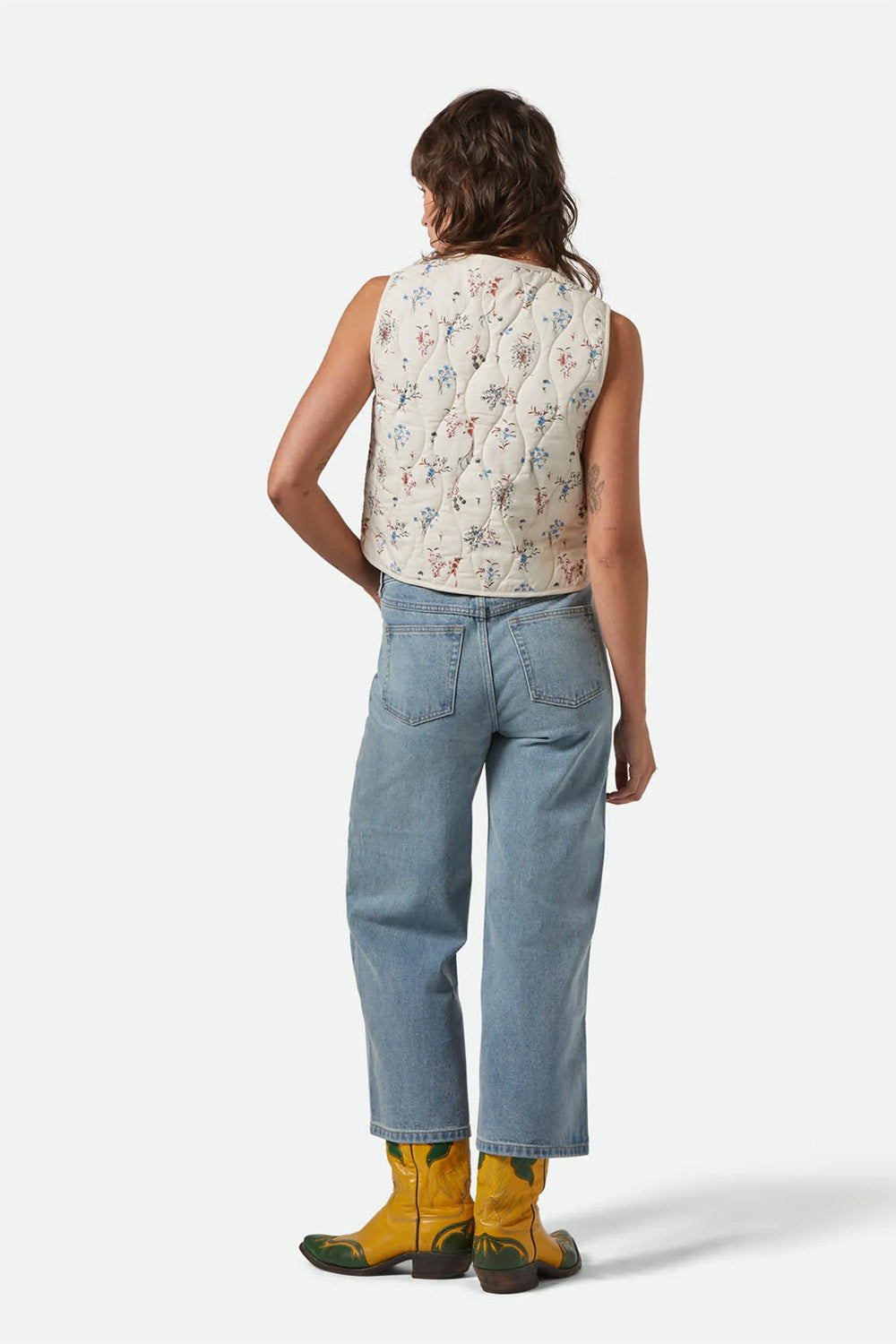 Brixton - Floral Quilted Vest - Whitecap/Hazelnut/Floral - Back