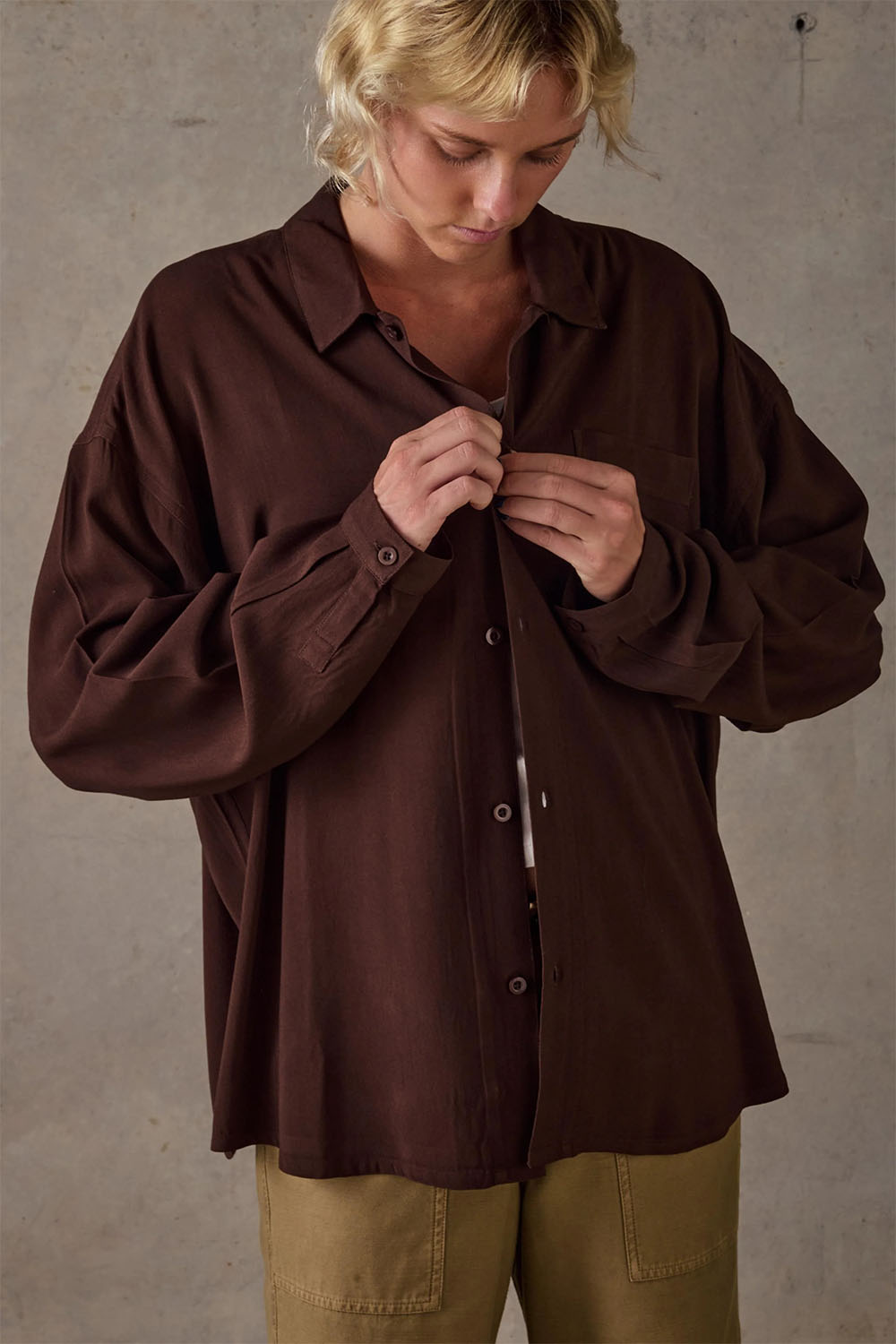 McTavish - Boxy Long Sleeve Shirt - Brown