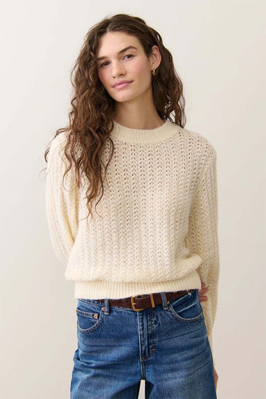 Marine Layer - Alma Crewneck Sweater - Cream - Profile