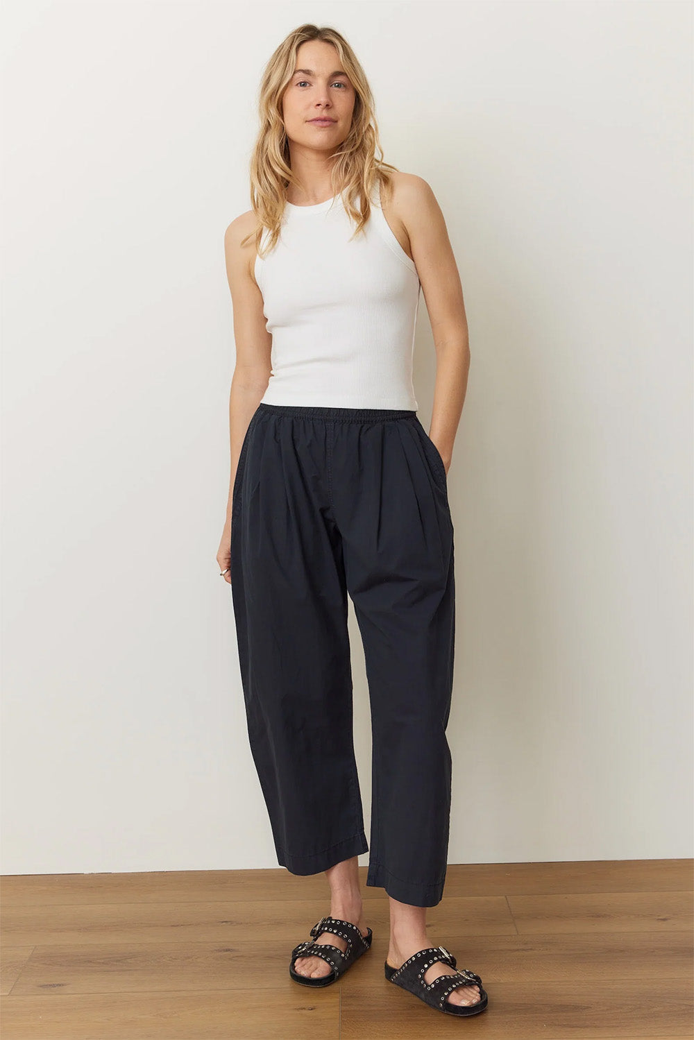 Marine Layer - Kyra Poplin Barrel Pant - Black