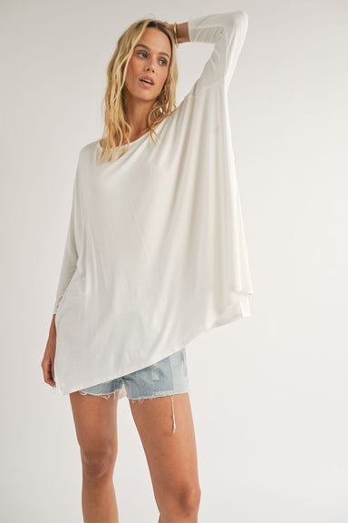 Sadie & Sage - Vacay 3/4 Sleeve Top - Ivory - Front