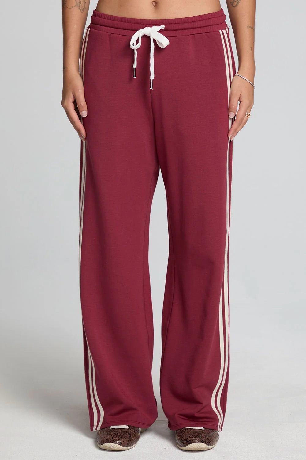 Chaser Jessee Trackpants in Burnt Red — Front Detail view