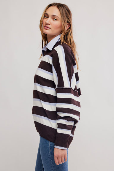Free People - Stripe Alma Pullover - Chocolate Combo - Side