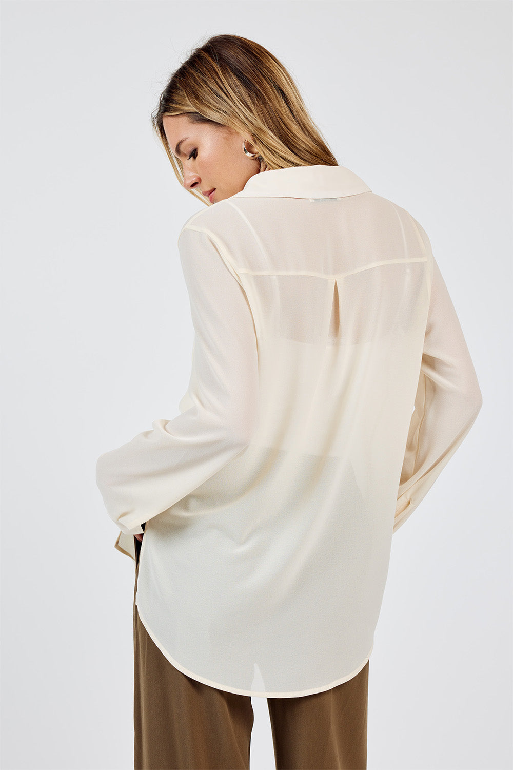Sadie & Sage - All Invited Button Up Shirt - Ivory - Back