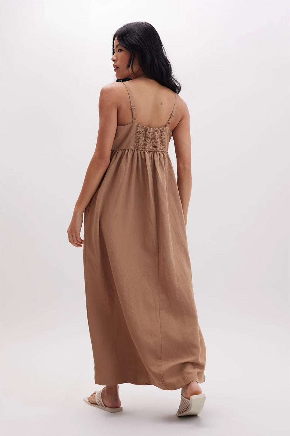Richer Poorer - Linen Maxi Dress - Cafe Au Lait - Back