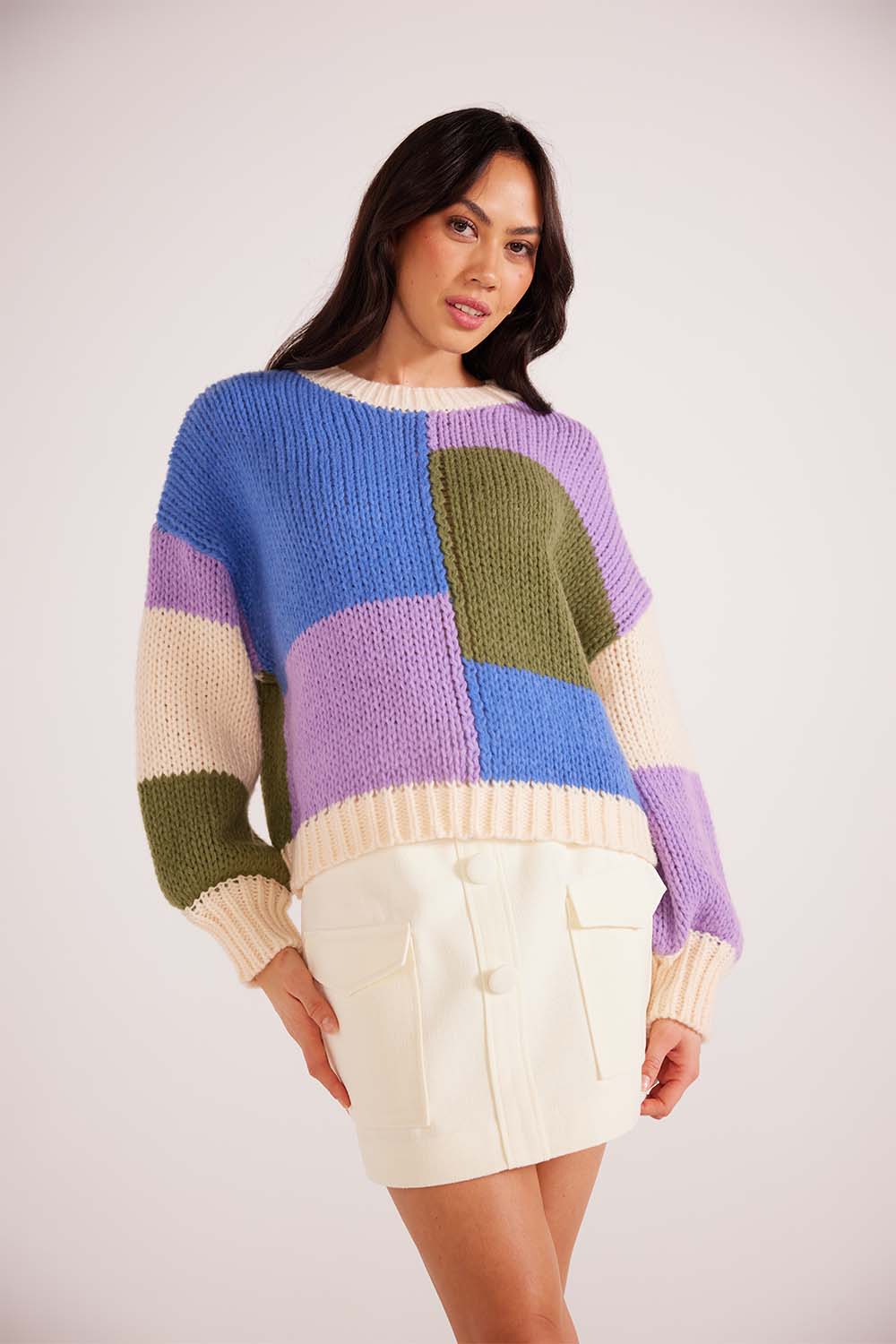 Mink Pink - Lawrence Knit Sweater - Multi Color Block