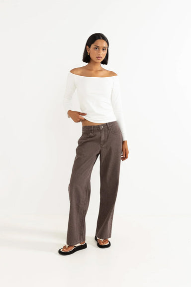 Rhythm - Iris Off Shoulder Jersey Top - Cream