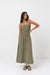 Rhythm - Classic Shirred Midi Dress - Olive