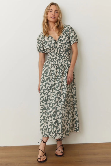 Marine Layer - Emery Poplin Midi Dress - Pine Geo - Front