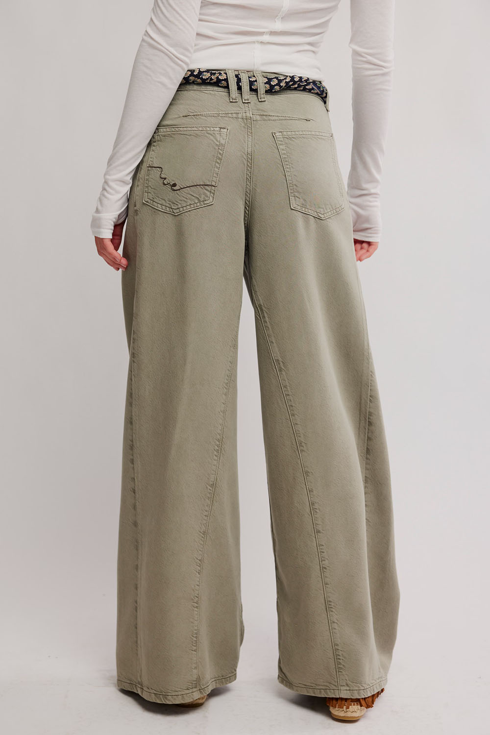 Free People - Haven Baggy Wide Leg - Seagrass - Back