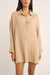 Rhythm - Sun Ray LS Shirt Dress - Sand - Front