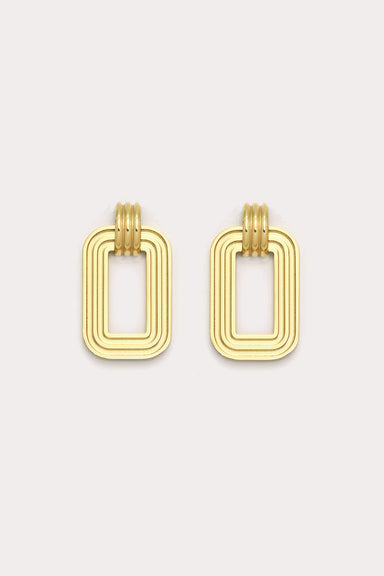 Petit Moments - Rectangular Statement Earrings - Gold