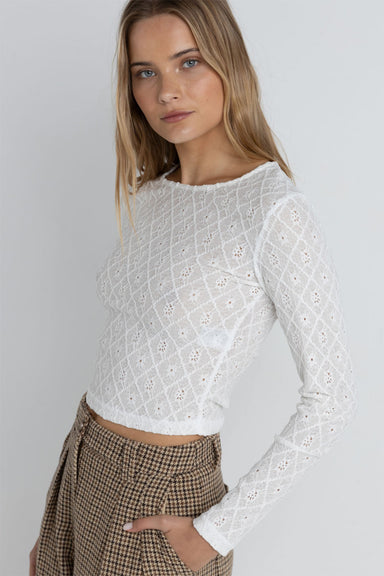 Rhythm - Charm Long Sleeve Top - White - Side